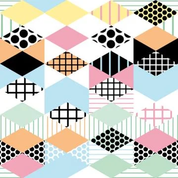 Geometric elements Memphis Postmodern Retro fashion style 80-90s. asymmetrica Stock Illustration