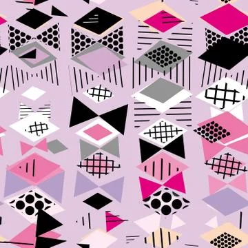 Geometric elements Memphis Postmodern Retro fashion style 80-90s. asymmetrica Stock Illustration