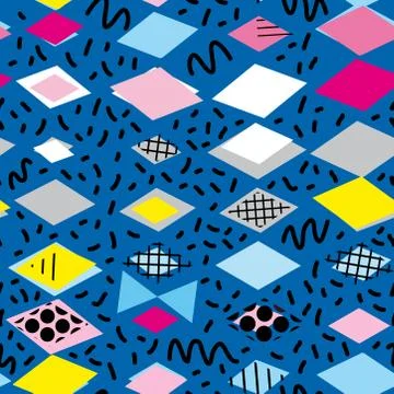 Geometric elements Memphis Postmodern Retro fashion style 80-90s. asymmetrica Illustrazione stock