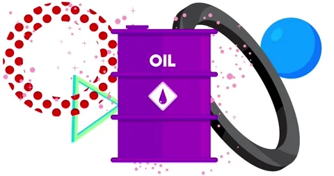 Geometric elements with Oil Drum Container video Stock Footage 336647504