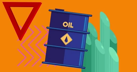 Geometric elements with Oil Drum Container Stock Footage 336647505