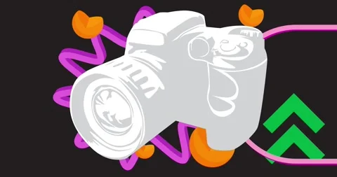 Geometric elements with photo camera animation Stock Footage 337009779