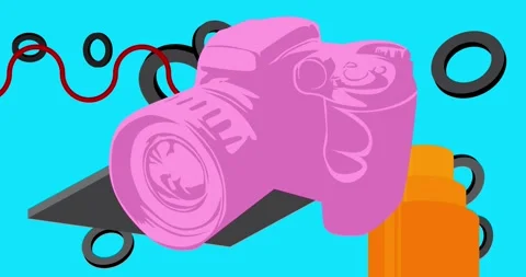 Geometric elements with photo camera Stock Footage 337009783