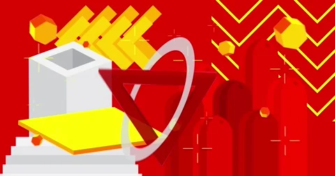 Geometric elements red, yellow and white background animation Stock Footage 253761096
