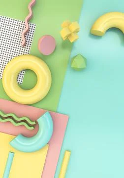 Geometric elements on retro style background 3d rendering 스톡 일러스트