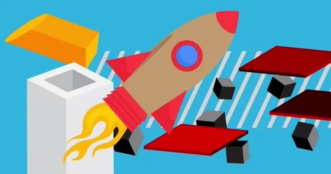 Geometric elements with Rocketship Video stock 311964170