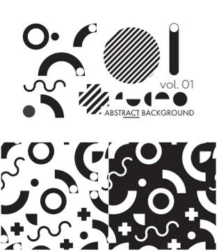 Geometric elements seamless patterns Stock Illustration