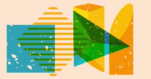 Geometric elements in trendy riso graph design animation Stock Footage 282471789