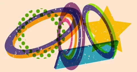 Geometric elements in trendy riso graph design video Stock Footage 282471796