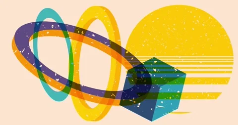 Geometric elements in trendy riso graph design Stock Footage 282471812