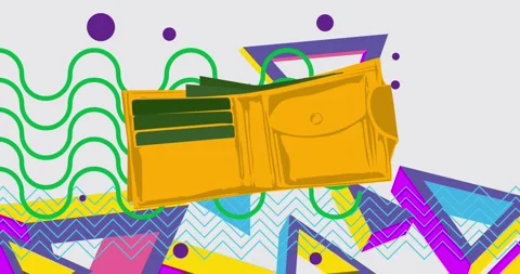 Geometric elements with Wallet animation Stock Footage 336830533