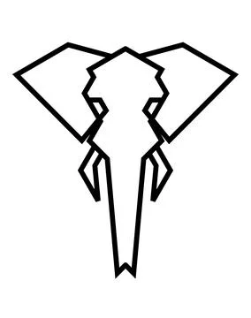 Geometric elephant head outline vector, Minimalist elephant icon, Line art an Illustrazione stock