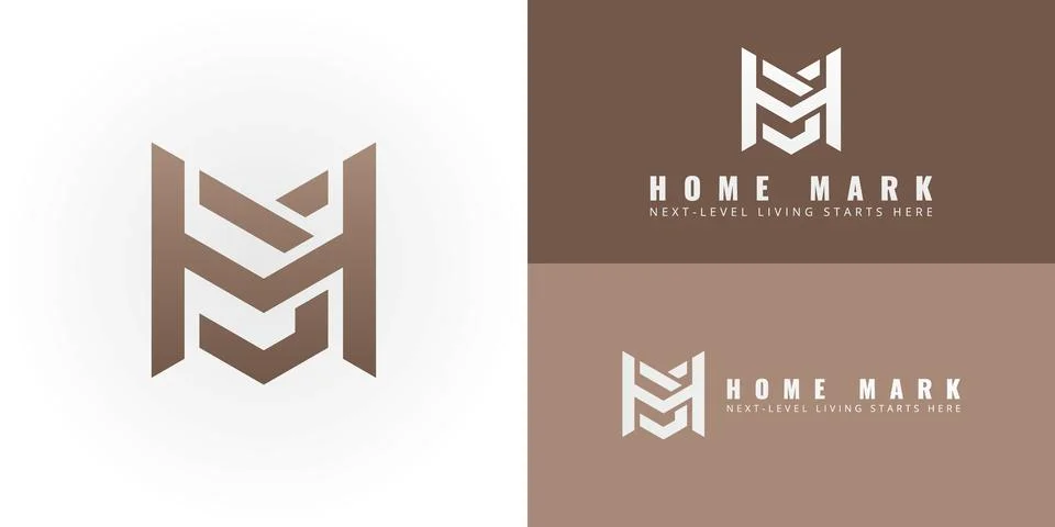 The geometric emblem skillfully integrates the initials HM Stock Illustration