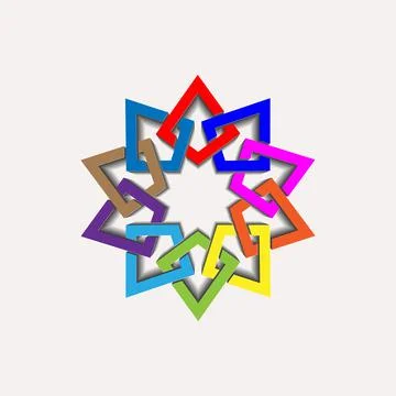 Geometric emblem template design with overlapping Islamic motif. Celtic knot 스톡 일러스트