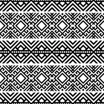 Geometric Ethnic Aztec Pattern Illustration Design in black and white color Stock Illustration