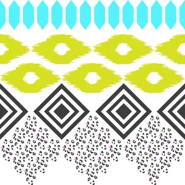 Geometric ethnic border pattern. Ikat rhombus and leopard skin ornament in Stock-Illustration