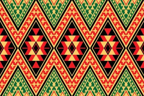 Geometric Ethnic pattern design for background or wallpaper. Stock Illustration