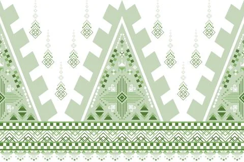 Geometric ethnic pattern in Native American tribal style fabric Stock Illustration