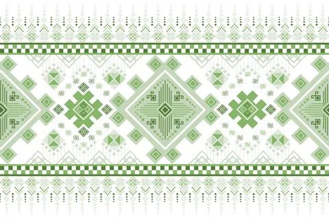 Geometric ethnic pattern in Native American tribal style fabric Stock Illustration
