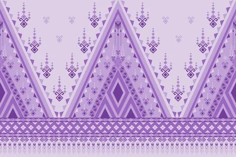 Geometric ethnic pattern in Native American tribal style fabric Stock Illustration