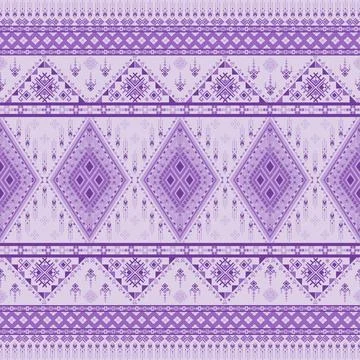 Geometric ethnic pattern in Native American tribal style fabric Stock Illustration