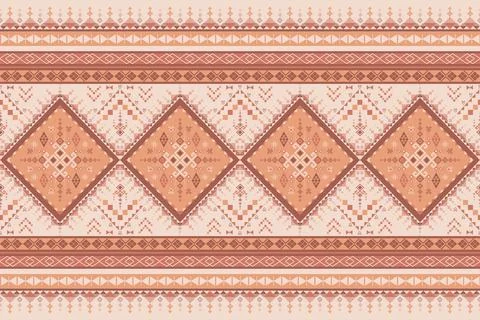 Geometric ethnic pattern in Native American tribal style fabric Stock Illustration