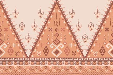 Geometric ethnic pattern in Native American tribal style fabric Stock Illustration