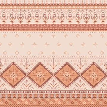 Geometric ethnic pattern in Native American tribal style fabric Stock Illustration