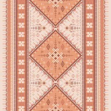 Geometric ethnic pattern in Native American tribal style fabric Stock Illustration