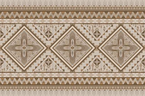 Geometric ethnic pattern in Native American tribal style fabric Stock Illustration