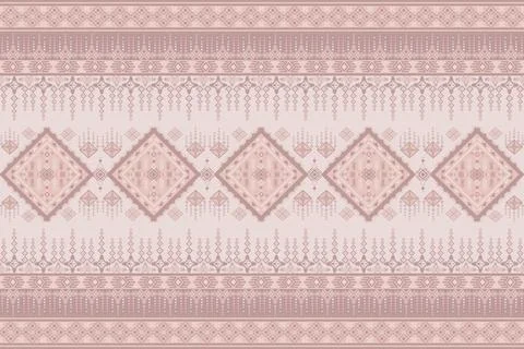 Geometric ethnic pattern in Native American tribal style fabric Stock Illustration