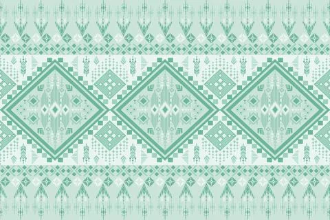 Geometric ethnic pattern in Native American tribal style fabric Stock Illustration