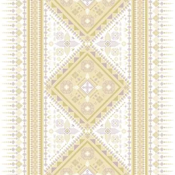 Geometric ethnic pattern in Native American tribal style fabric Stock Illustration