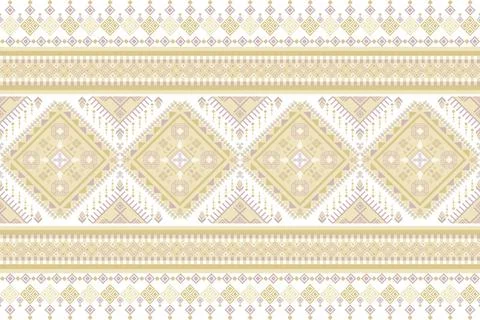 Geometric ethnic pattern in Native American tribal style fabric Stock Illustration