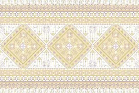 Geometric ethnic pattern in Native American tribal style fabric Stock Illustration