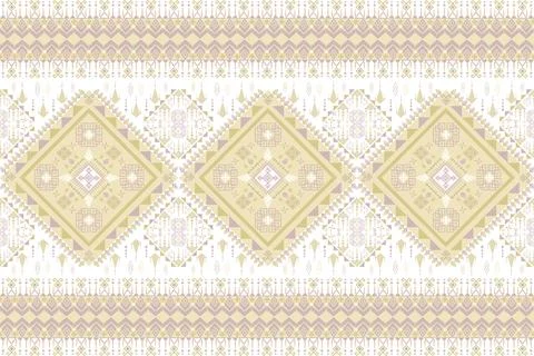 Geometric ethnic pattern in Native American tribal style fabric Stock Illustration