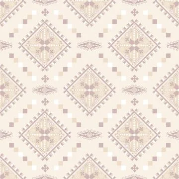 Geometric ethnic pattern in Native American tribal style fabric Stock Illustration