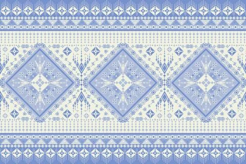 Geometric ethnic pattern in Native American tribal style fabric Stock Illustration
