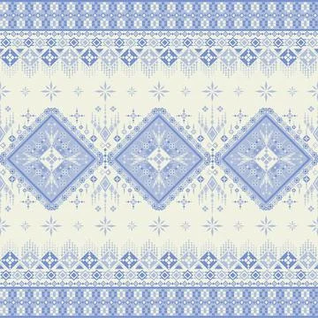 Geometric ethnic pattern in Native American tribal style fabric Stock Illustration