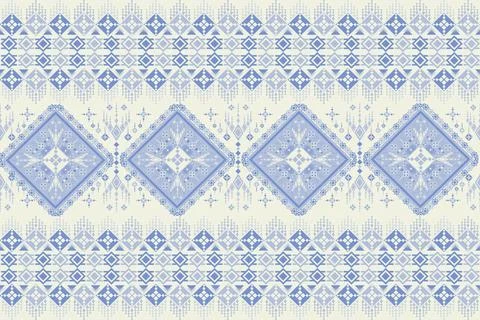Geometric ethnic pattern in Native American tribal style fabric Stock Illustration
