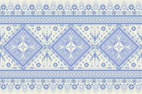 Geometric ethnic pattern in Native American tribal style fabric Stock Illustration