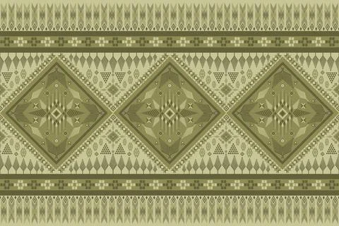 Geometric ethnic pattern in Native American tribal style fabric Stock Illustration