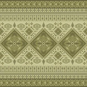 Geometric ethnic pattern in Native American tribal style fabric Stock Illustration