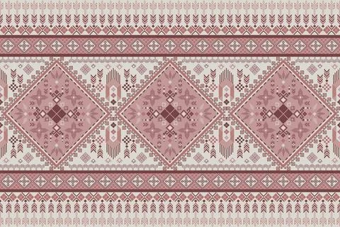 Geometric ethnic pattern in Native American tribal style fabric Stock Illustration