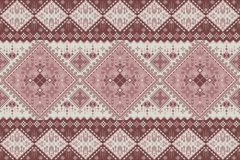 Geometric ethnic pattern in Native American tribal style fabric Stock Illustration