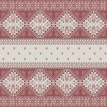 Geometric ethnic pattern in Native American tribal style fabric Stock Illustration