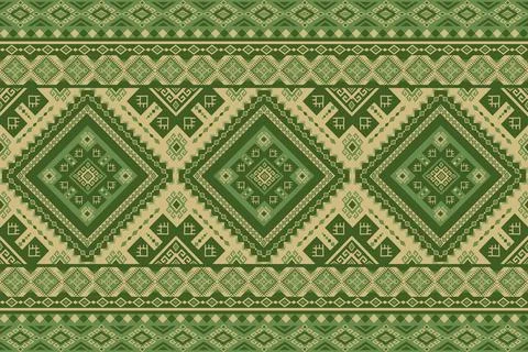 Geometric ethnic pattern in Native American tribal style fabric Stock Illustration
