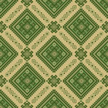 Geometric ethnic pattern in Native American tribal style fabric Stock Illustration