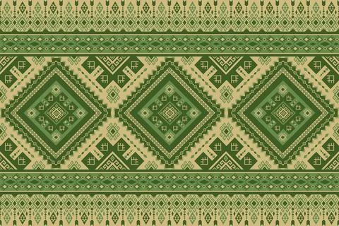 Geometric ethnic pattern in Native American tribal style fabric Stock Illustration