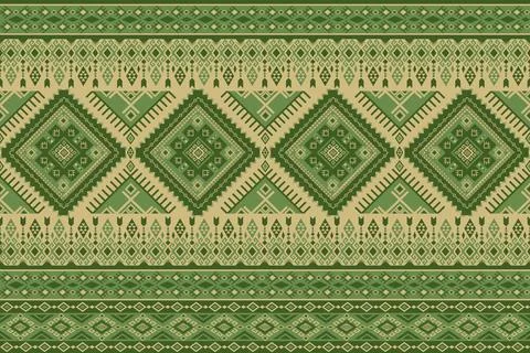 Geometric ethnic pattern in Native American tribal style fabric Stock Illustration